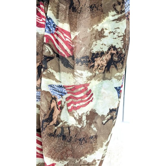 Brown beige wild stallion horse USA flag stars and stripes infinity scarf - Picture 2 of 5